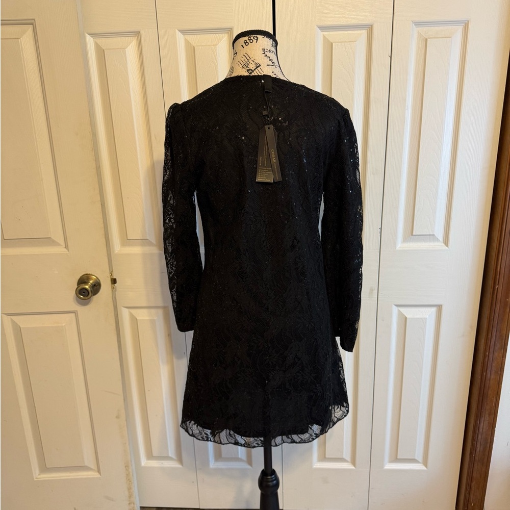 Black Sheath Mini Dress with Bishop Sleeves - Picture 3 of 4